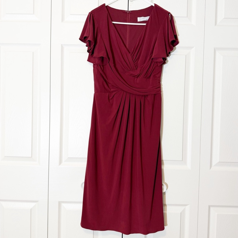 IEENA for MAC DUGAL Flounce Sleeve Midi Dress | Size 8 - Picture 4 of 8